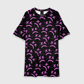 Детское платье 3D с принтом LIL PEEP в Белгороде, 100% полиэстер | прямой силуэт, чуть расширенный к низу. Круглая горловина, на рукавах — воланы | lil peep | lil prince | logo | music | pink | rap | зарубежная музыка | зарубежные | лил пип | лого | маленький принц | музыка | реп | розовый
