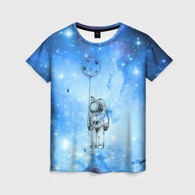 Женская футболка 3D с принтом космос в Белгороде, 100% полиэфир ( синтетическое хлопкоподобное полотно) | прямой крой, круглый вырез горловины, длина до линии бедер | астрономия | вселенная | галактика | графика | звезды | инопланетяне | космос | нло
