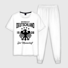 Мужская пижама хлопок с принтом Сборная Германии в Белгороде, 100% хлопок | брюки и футболка прямого кроя, без карманов, на брюках мягкая резинка на поясе и по низу штанин
 | deutsche | deutschland | die mannschaft | germany | германия | немецкая сборная | сборная | сборная гемании по футболу | сборная германии | форма | футбол