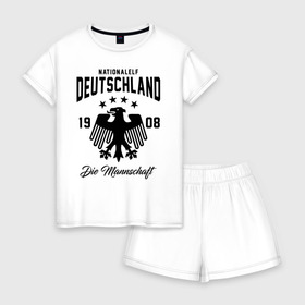 Женская пижама с шортиками хлопок с принтом Сборная Германии в Белгороде, 100% хлопок | футболка прямого кроя, шорты свободные с широкой мягкой резинкой | deutsche | deutschland | die mannschaft | germany | германия | немецкая сборная | сборная | сборная гемании по футболу | сборная германии | форма | футбол