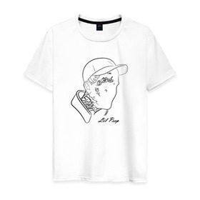 Мужская футболка хлопок с принтом Lil Peep в Белгороде, 100% хлопок | прямой крой, круглый вырез горловины, длина до линии бедер, слегка спущенное плечо. | Тематика изображения на принте: 