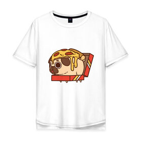 Мужская футболка хлопок Oversize с принтом Pizza Dog в Белгороде, 100% хлопок | свободный крой, круглый ворот, “спинка” длиннее передней части | amimals | cook | dog | doggy | food | pizza | woof | боксер | бульдог | бультерьер | волк | гав | доберман | дог | долматинец | друг | еда | животные | йорк | кок | мопс | овчарка | пёс | песик | питомец | пицца | повар | пудель