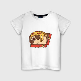 Детская футболка хлопок с принтом Pizza Dog в Белгороде, 100% хлопок | круглый вырез горловины, полуприлегающий силуэт, длина до линии бедер | amimals | cook | dog | doggy | food | pizza | woof | боксер | бульдог | бультерьер | волк | гав | доберман | дог | долматинец | друг | еда | животные | йорк | кок | мопс | овчарка | пёс | песик | питомец | пицца | повар | пудель