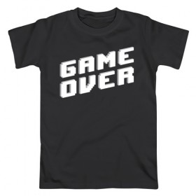 Мужская футболка хлопок с принтом Game Over в Белгороде, 100% хлопок | прямой крой, круглый вырез горловины, длина до линии бедер, слегка спущенное плечо. | game | pixels | retro | игра | игра окончена | игры | пиксели | пиксель | ретро