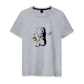 Мужская футболка хлопок с принтом Worms в Белгороде, 100% хлопок | прямой крой, круглый вырез горловины, длина до линии бедер, слегка спущенное плечо. | dos | банан | бэнкси | война | граната | граффити | игра | ретро | червяк | червячки | червячок