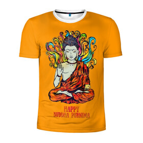 Мужская футболка 3D спортивная с принтом Happy Buddha Purnima в Белгороде, 100% полиэстер с улучшенными характеристиками | приталенный силуэт, круглая горловина, широкие плечи, сужается к линии бедра | Тематика изображения на принте: buddha | golden | happy | indian | kesa | lotus | monk | orange | ornament | pattern | pose | religion | shakyamuni | spiritual | te | будда | буддизм | духовный | золотой | индийский | кашая | кэса | лотос | оранжевый | орнамент | основатель | по