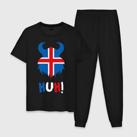 Мужская пижама хлопок с принтом Сборная Исландии в Белгороде, 100% хлопок | брюки и футболка прямого кроя, без карманов, на брюках мягкая резинка на поясе и по низу штанин
 | iceland | iseland | исландия | сборная | сборная исландии | сборная исландии по футболу | сборные | форма | футбол | чемпионат мира по футболу