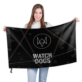 Флаг 3D с принтом WATCH DOGS в Белгороде, 100% полиэстер | плотность ткани — 95 г/м2, размер — 67 х 109 см. Принт наносится с одной стороны | action | ct os | ded sec | fox | gamer | glitch | hacker | player | watch dogs | watch dogs 2 | глитч | знак лиса | игра | компьютерная игра | хакер
