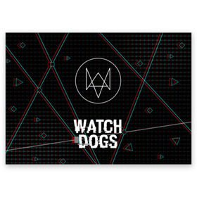 Поздравительная открытка с принтом WATCH DOGS в Белгороде, 100% бумага | плотность бумаги 280 г/м2, матовая, на обратной стороне линовка и место для марки
 | Тематика изображения на принте: action | ct os | ded sec | fox | gamer | glitch | hacker | player | watch dogs | watch dogs 2 | глитч | знак лиса | игра | компьютерная игра | хакер