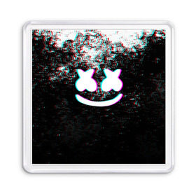 Магнит 55*55 с принтом MARSHMELLO GLITCH в Белгороде, Пластик | Размер: 65*65 мм; Размер печати: 55*55 мм | dj | glitch | marshmello | usa | америка | глитч | клубная музыка | маршмелло | музыка | музыкант