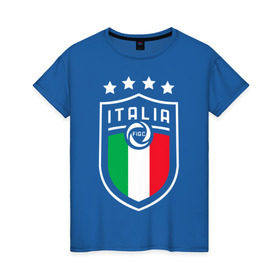 Женская футболка хлопок с принтом Сборная Италии в Белгороде, 100% хлопок | прямой крой, круглый вырез горловины, длина до линии бедер, слегка спущенное плечо | italia | italy | squadra azzurra | италия | сборная италии | сборная италии по футболу | форма | футбольные сборные | чемпионат европы | чемпионат мира