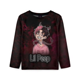 Детский лонгслив 3D с принтом Lil Peep в Белгороде, 100% полиэстер | длинные рукава, круглый вырез горловины, полуприлегающий силуэт
 | awful things | gustav | lil peep | густав ор | клауд | клауд рэп | лил | лили | певец | пееп | пеп | пип | пост эмо | реп | репер | рэп | рэпер | трэп | хип | хип хоп | хоп | эмо трэп