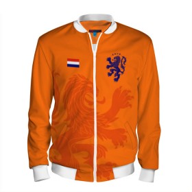 Мужской бомбер 3D с принтом Сборная Голландии в Белгороде, 100% полиэстер | застегивается на молнию, по бокам два кармана без застежек, по низу бомбера и на воротнике - эластичная резинка | Тематика изображения на принте: holland | nederland | netherlands | голландия | нидерланды | сборная голландии | сборная голландии по футболу | сборная нидерландов | форма | футбольные сборные | чемпионат