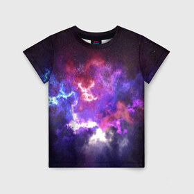Детская футболка 3D с принтом Космос в Белгороде, 100% гипоаллергенный полиэфир | прямой крой, круглый вырез горловины, длина до линии бедер, чуть спущенное плечо, ткань немного тянется | Тематика изображения на принте: galaxy | nebula | space | star | абстракция | вселенная | галактика | звезда | звезды | космический | планеты