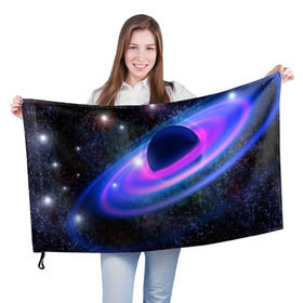 Флаг 3D с принтом САТУРН в Белгороде, 100% полиэстер | плотность ткани — 95 г/м2, размер — 67 х 109 см. Принт наносится с одной стороны | galaxy | nebula | space | star | абстракция | вселенная | галактика | звезда | звезды | космический | планеты