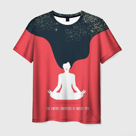 Мужская футболка 3D с принтом International Yoga Day  в Белгороде, 100% полиэфир | прямой крой, круглый вырез горловины, длина до линии бедер | black | day | ethnic | flower | girl | hair | international | lights | lips | lotus | red | sky | space | stars | woman | yoga | волосы | губы | девушка | день | женщина | звезды | йог | космос | красные | лотос | медитация | международный | небо | огни |