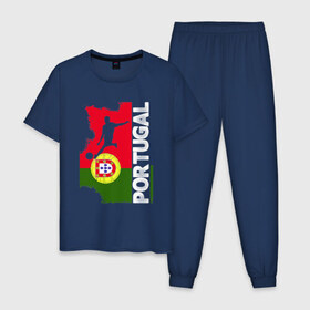 Мужская пижама хлопок с принтом Португалия в Белгороде, 100% хлопок | брюки и футболка прямого кроя, без карманов, на брюках мягкая резинка на поясе и по низу штанин
 | Тематика изображения на принте: coach | football | game | portugal | ronaldo | soccer | sport | team | вратарь | гол | игра | игрок | кубок | мяч | победа | португалия | роналду. криштиану | сборная | соккер | спорт | спортсмен | тренер | флаг | футбол | футболист