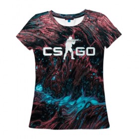 Женская футболка 3D с принтом CS GO HYPER BEAST в Белгороде, 100% полиэфир ( синтетическое хлопкоподобное полотно) | прямой крой, круглый вырез горловины, длина до линии бедер | action | astralis | awp | counter strike | cs go | cs go global offensive | cybersport | faze clan | game | gamer | hyper beast | shooter | skin | team liquid | киберспорт | оружие | скины