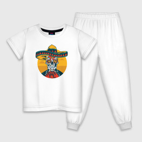 Детская пижама хлопок с принтом Синко де Майо в Белгороде, 100% хлопок |  брюки и футболка прямого кроя, без карманов, на брюках мягкая резинка на поясе и по низу штанин
 | Тематика изображения на принте: 5 de mayo | mexico | skull | де | майо | мексика | синко | сомбреро | туризм | череп | черепа