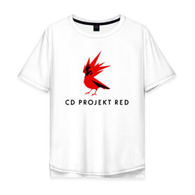 Мужская футболка хлопок Oversize с принтом CD RPOJECT RED в Белгороде, 100% хлопок | свободный крой, круглый ворот, “спинка” длиннее передней части | 2019 | cd project red | cyberpunk 2077 | future | hack | night city | samurai | sci fi | андроиды | безумие | будущее | киберпанк 2077 | логотип | роботы | самураи | фантастика | цифры