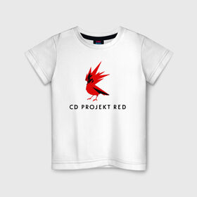 Детская футболка хлопок с принтом CD RPOJECT RED в Белгороде, 100% хлопок | круглый вырез горловины, полуприлегающий силуэт, длина до линии бедер | 2019 | cd project red | cyberpunk 2077 | future | hack | night city | samurai | sci fi | андроиды | безумие | будущее | киберпанк 2077 | логотип | роботы | самураи | фантастика | цифры
