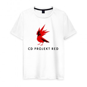 Мужская футболка хлопок с принтом CD RPOJECT RED в Белгороде, 100% хлопок | прямой крой, круглый вырез горловины, длина до линии бедер, слегка спущенное плечо. | 2019 | cd project red | cyberpunk 2077 | future | hack | night city | samurai | sci fi | андроиды | безумие | будущее | киберпанк 2077 | логотип | роботы | самураи | фантастика | цифры
