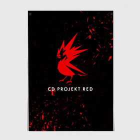 Постер с принтом CD RPOJECT RED в Белгороде, 100% бумага
 | бумага, плотность 150 мг. Матовая, но за счет высокого коэффициента гладкости имеет небольшой блеск и дает на свету блики, но в отличии от глянцевой бумаги не покрыта лаком | 2019 | cd project red | cyberpunk 2077 | future | hack | night city | samurai | sci fi | андроиды | безумие | будущее | киберпанк 2077 | логотип | роботы | самураи | фантастика | цифры