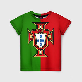 Детская футболка 3D с принтом Сборная Португалии в Белгороде, 100% гипоаллергенный полиэфир | прямой крой, круглый вырез горловины, длина до линии бедер, чуть спущенное плечо, ткань немного тянется | portugal | криштиану роналду | португалия | португальская сборная | сборная португалии | сборная португалии по футболу | форма | футбол | чемпионат