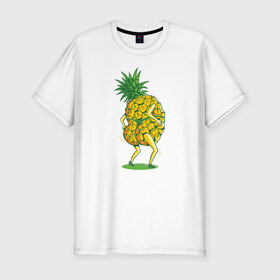 Мужская футболка премиум с принтом Ананас в Белгороде, 92% хлопок, 8% лайкра | приталенный силуэт, круглый вырез ворота, длина до линии бедра, короткий рукав | ананас | ананасы | в стрингах | летние | лето | стринги