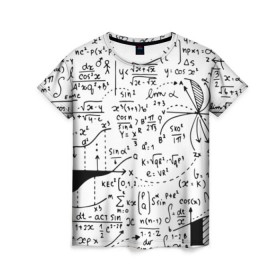 Женская футболка 3D с принтом Формулы в Белгороде, 100% полиэфир ( синтетическое хлопкоподобное полотно) | прямой крой, круглый вырез горловины, длина до линии бедер | science | геометрия | математика | наука | формулы
