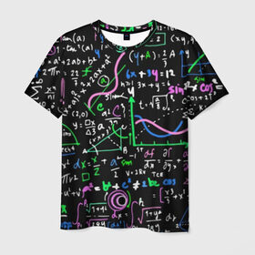 Мужская футболка 3D с принтом Формулы в Белгороде, 100% полиэфир | прямой крой, круглый вырез горловины, длина до линии бедер | Тематика изображения на принте: science | геометрия | математика | наука | физика | формулы