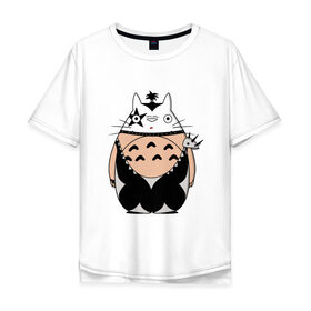 Мужская футболка хлопок Oversize с принтом Totoro Kiss в Белгороде, 100% хлопок | свободный крой, круглый ворот, “спинка” длиннее передней части | 