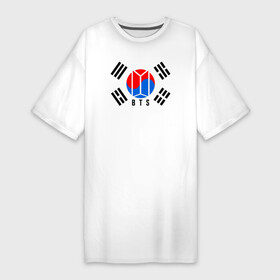 Платье-футболка хлопок с принтом BTS KOREA в Белгороде,  |  | bangtan boys | bt21 | bts | bts army | bts stickers | j hope | jimin | jin | jungkook | k pop | korea | rap monster | rapmon | suga | v | бтс | корея | стикеры bts