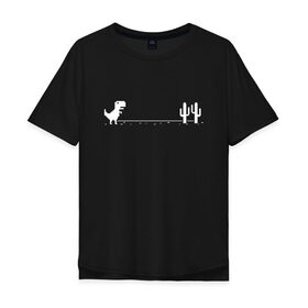 Мужская футболка хлопок Oversize с принтом Динохром, динозавр в Белгороде, 100% хлопок | свободный крой, круглый ворот, “спинка” длиннее передней части | Тематика изображения на принте: chrome | dino | dinochrome | google | гугл | динозавр | динохром