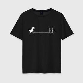 Женская футболка хлопок Oversize с принтом Динохром динозавр в Белгороде, 100% хлопок | свободный крой, круглый ворот, спущенный рукав, длина до линии бедер
 | Тематика изображения на принте: chrome | dino | dinochrome | google | гугл | динозавр | динохром