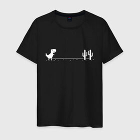 Мужская футболка хлопок с принтом Динохром, динозавр в Белгороде, 100% хлопок | прямой крой, круглый вырез горловины, длина до линии бедер, слегка спущенное плечо. | chrome | dino | dinochrome | google | гугл | динозавр | динохром