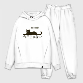 Мужской костюм хлопок OVERSIZE с принтом Not today cat Не сегодня в Белгороде,  |  | anime | bts | cat | cute | cute cats | idol | japan | japanese | k pop | kawaii | kpop | lettering | letters | memes. animal | nekojima | not today | tokyo | tokyo girl | бтс | кот | кпоп | лень