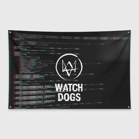 Флаг-баннер с принтом WATCH DOGS в Белгороде, 100% полиэстер | размер 67 х 109 см, плотность ткани — 95 г/м2; по краям флага есть четыре люверса для крепления | action | ct os | ded sec | fox | game | gamer | glitch | hacker | player | watch dogs | watch dogs 2 | глитч | знак лиса | игра | компьютерная игра | маркус | хакер