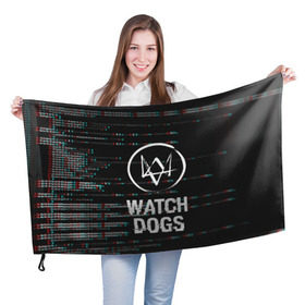 Флаг 3D с принтом WATCH DOGS в Белгороде, 100% полиэстер | плотность ткани — 95 г/м2, размер — 67 х 109 см. Принт наносится с одной стороны | action | ct os | ded sec | fox | game | gamer | glitch | hacker | player | watch dogs | watch dogs 2 | глитч | знак лиса | игра | компьютерная игра | маркус | хакер