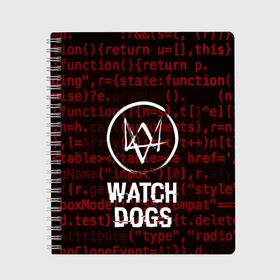 Тетрадь с принтом WATCH DOGS в Белгороде, 100% бумага | 48 листов, плотность листов — 60 г/м2, плотность картонной обложки — 250 г/м2. Листы скреплены сбоку удобной пружинной спиралью. Уголки страниц и обложки скругленные. Цвет линий — светло-серый
 | action | ct os | ded sec | fox | game | gamer | glitch | hacker | player | watch dogs | watch dogs 2 | глитч | знак лиса | игра | компьютерная игра | маркус | хакер