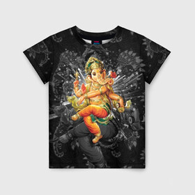 Детская футболка 3D с принтом Ганеша в Белгороде, 100% гипоаллергенный полиэфир | прямой крой, круглый вырез горловины, длина до линии бедер, чуть спущенное плечо, ткань немного тянется | character | deity | elephant | four | ganesh | god | gold | hands | head | hinduism | jewel | jewels | lord | ornament | pattern | well being | wisdom | благополучие | бог | божество | владыка | ганеша | голова | драгоценности | золото | индуизм | мудрост
