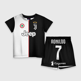 Детский костюм с шортами 3D с принтом Ronaldo Juventus Home 19 20 в Белгороде,  |  | cristiano ronaldo | juventus | ronaldo | криштиану роналду | роналду | футбол | ювентус