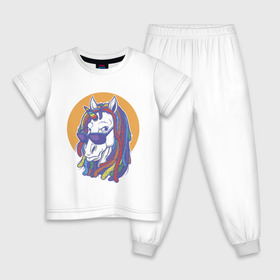 Детская пижама хлопок с принтом Единораста в Белгороде, 100% хлопок |  брюки и футболка прямого кроя, без карманов, на брюках мягкая резинка на поясе и по низу штанин
 | единорог | пони | раста | растафарианство