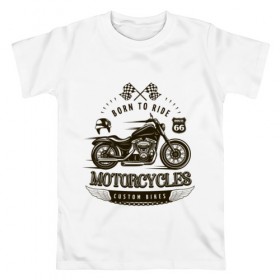 Мужская футболка хлопок с принтом Custom bikes в Белгороде, 100% хлопок | прямой крой, круглый вырез горловины, длина до линии бедер, слегка спущенное плечо. | кости | мото | мототехника | мотоцикл | скелет | череп