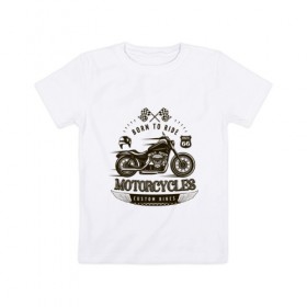 Детская футболка хлопок с принтом Custom bikes в Белгороде, 100% хлопок | круглый вырез горловины, полуприлегающий силуэт, длина до линии бедер | Тематика изображения на принте: кости | мото | мототехника | мотоцикл | скелет | череп