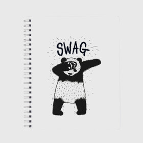 Тетрадь с принтом Swag Panda в Белгороде, 100% бумага | 48 листов, плотность листов — 60 г/м2, плотность картонной обложки — 250 г/м2. Листы скреплены сбоку удобной пружинной спиралью. Уголки страниц и обложки скругленные. Цвет линий — светло-серый
 | animal | art | authority | bear | dab | drawing | gesture | graphics | indisputable | panda | swag | wild | авторитет | графика | даб | дикий | жест | животное | искусство | медведь | непререкаемый | панда | рисунок | свэг