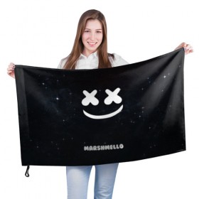 Флаг 3D с принтом Marshmello Cosmos в Белгороде, 100% полиэстер | плотность ткани — 95 г/м2, размер — 67 х 109 см. Принт наносится с одной стороны | dj | marshmello | usa | америка | клубная музыка | мармело | маршмелло | маршмеллоу | музыка | музыкант