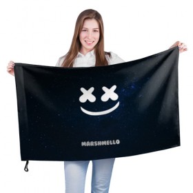 Флаг 3D с принтом Marshmello Cosmos в Белгороде, 100% полиэстер | плотность ткани — 95 г/м2, размер — 67 х 109 см. Принт наносится с одной стороны | dj | marshmello | usa | америка | клубная музыка | космос | мармело | маршмелло | маршмеллоу | музыка | музыкант | небо