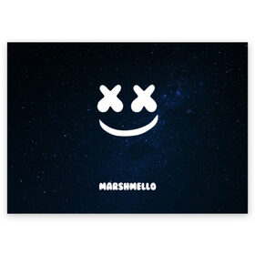 Поздравительная открытка с принтом Marshmello Cosmos в Белгороде, 100% бумага | плотность бумаги 280 г/м2, матовая, на обратной стороне линовка и место для марки
 | dj | marshmello | usa | америка | клубная музыка | космос | мармело | маршмелло | маршмеллоу | музыка | музыкант | небо