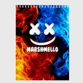 Скетчбук с принтом Marshmello Fire в Белгороде, 100% бумага
 | 48 листов, плотность листов — 100 г/м2, плотность картонной обложки — 250 г/м2. Листы скреплены сверху удобной пружинной спиралью | dj | fire | marshmello | usa | америка | вода | клубная музыка | мармело | маршмелло | маршмеллоу | музыка | музыкант | огонь